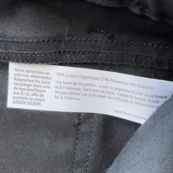 Eileen Fisher Pants Sz 14 Coated Denim Jeans Faux Leather Black Slim Stretch - Picture 8 of 8